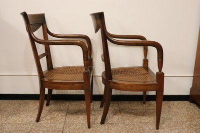 Antike Armlehnstühle aus Nussholz & Wiener Sraw, 2er Set
