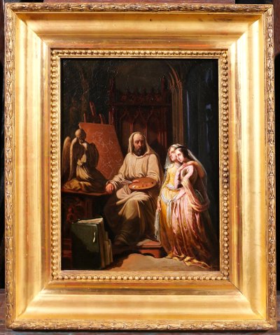 Scuola dei Trovatori 1830 circa Pittore nel suo studio, Fra Bartolomeo ? pittura Rinascimento Romanticismo