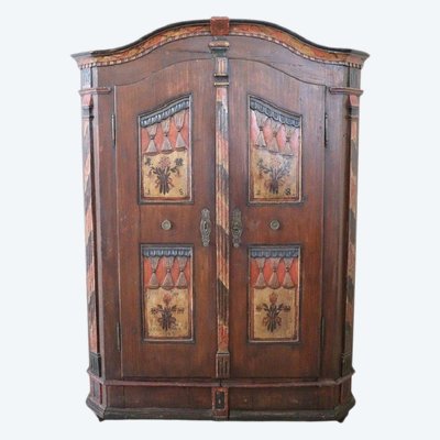 Antiker Tiroler Kleiderschrank aus Kiefernholz, 1800er