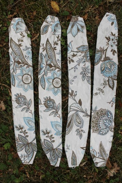 2 paires de rideaux tentures décor à l'Indienne en bleu époque 20ème