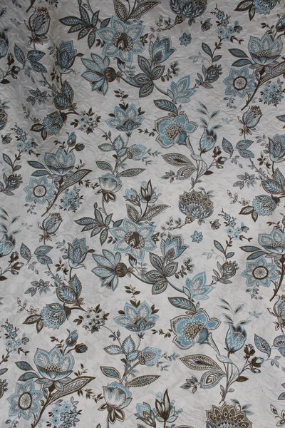 2 paires de rideaux tentures décor à l'Indienne en bleu époque 20ème