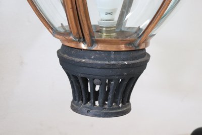 Grandes Lanternes Vintage en Cuivre et Verre, 1940s, Set de 2