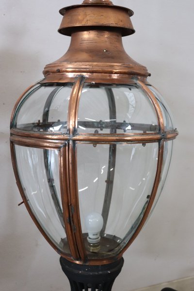Grandes Lanternes Vintage en Cuivre et Verre, 1940s, Set de 2