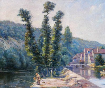 Auguste GAUDIBERT 1865-1908 Borgogna, Yonne, paesaggio, dipinto circa 1900 Impressionismo