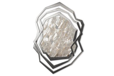 Paire d'appliques en métal brossé et cristal de roche. Contemporain.LS65333801H