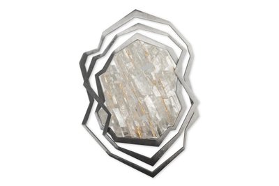 Paire d'appliques en métal brossé et cristal de roche. Contemporain.LS65333801H
