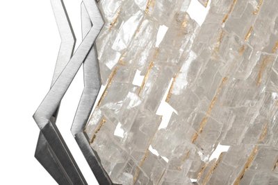 Paire d'appliques en métal brossé et cristal de roche. Contemporain.LS65333801H