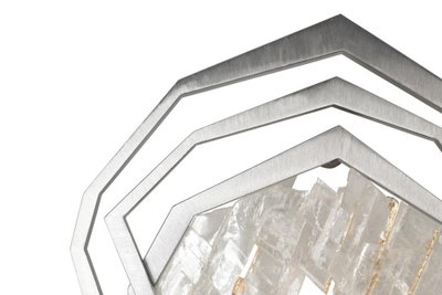 Paire d'appliques en métal brossé et cristal de roche. Contemporain.LS65333801H