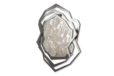 Paire d'appliques en métal brossé et cristal de roche. Contemporain.LS65333801H