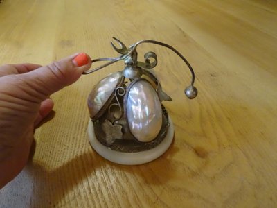Napoleon III Table Bell in Mother-of-Pearl and Brass