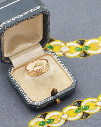 Three gold band ring in 18k, Wedding band ring, three tones gold, rose gold, yellow gold, white gold