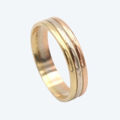Three gold band ring in 18k, Wedding band ring, three tones gold, rose gold, yellow gold, white gold