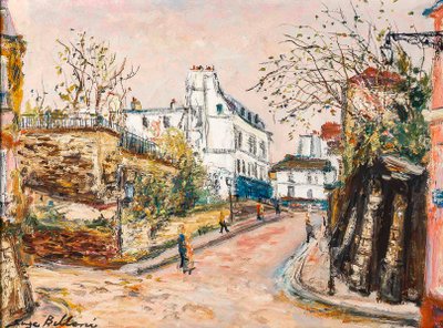 Serge Belloni (1925-2005) - Rue des Saules in autunno olio su tavola 1980 ca.