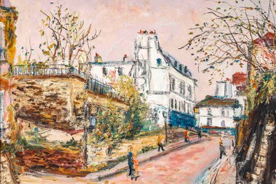 Serge Belloni (1925-2005) - Rue des Saules in autunno olio su tavola 1980 ca.