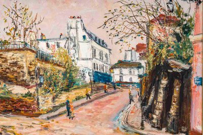 Serge Belloni (1925-2005) - Rue des Saules in autunno olio su tavola 1980 ca.