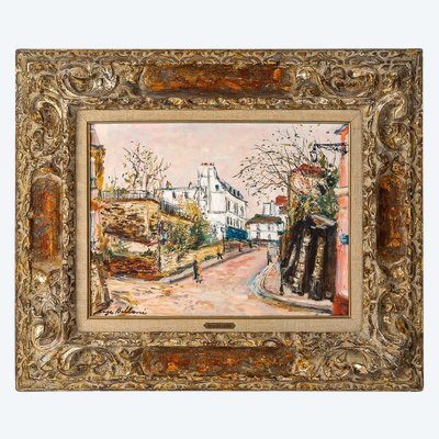 Serge Belloni (1925-2005) - Rue des Saules in autunno olio su tavola 1980 ca.