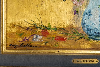 Serge Belloni (1925-2005) - Blumenstrauß in einer Delfter Vase Öl auf Leinwand um 1970