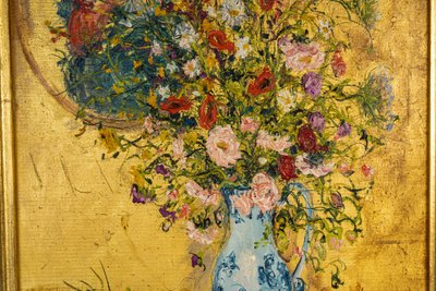 Serge Belloni (1925-2005) - Blumenstrauß in einer Delfter Vase Öl auf Leinwand um 1970