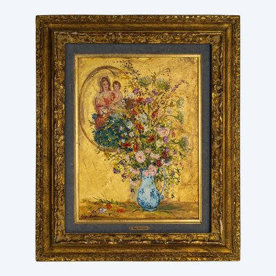 Serge Belloni (1925-2005) - Blumenstrauß in einer Delfter Vase Öl auf Leinwand um 1970
