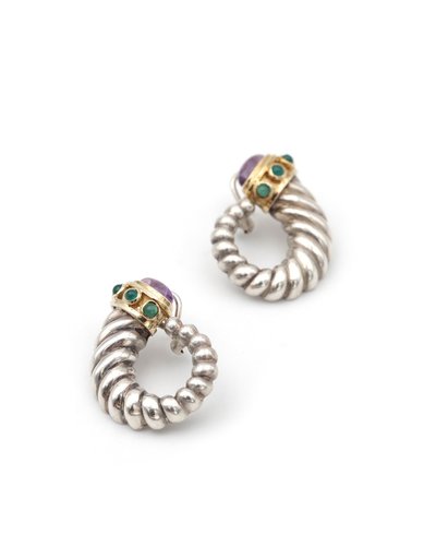 Orecchini David Yurman Renaissance in oro e argento 14k, orecchini in argento