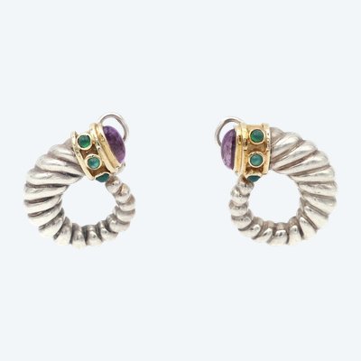 Orecchini David Yurman Renaissance in oro e argento 14k, orecchini in argento
