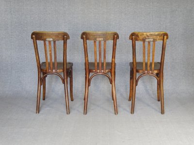 Set di 3 sedie da bistrot Baumann n. 188 del 1930, seduta in legno, Thonet n.