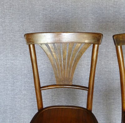2 chaises Baumann N°68 de 1930 assise bois, no Thonet