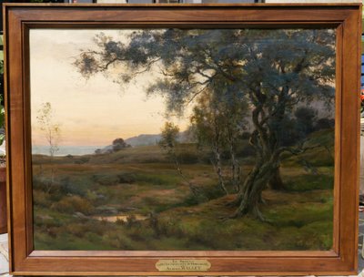 Albert WALLET 1852-1918 Sunset landscape at Dennemont, large painting, 1896 Barbizon Salon