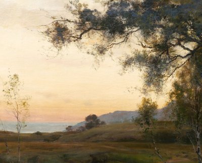 Albert WALLET 1852-1918 Sunset landscape at Dennemont, large painting, 1896 Barbizon Salon