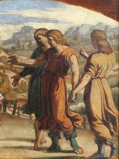 Ecole française vers 1830-40, entourage d'Ingres, Abraham et les 3 anges d'après Raphaël Vatican