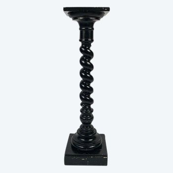 Colonne torse en bois laqué noir