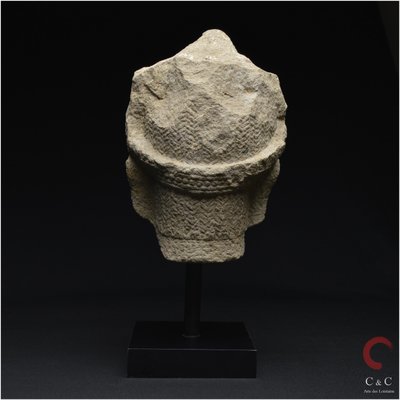 Cambodia, Former Khmer Empire, 12th-13th century, Stoneware divinity head