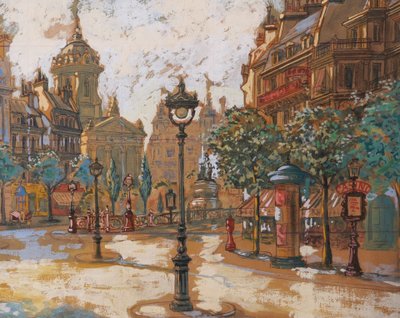 École FRANÇAISE circa 1920, Blick auf einen Platz in Paris