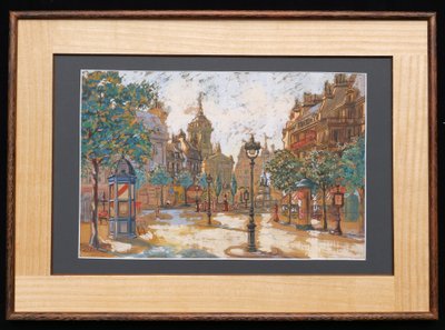 École FRANÇAISE circa 1920, Blick auf einen Platz in Paris
