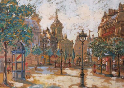 École FRANÇAISE circa 1920, Blick auf einen Platz in Paris