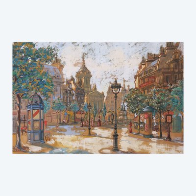 École FRANÇAISE circa 1920, Blick auf einen Platz in Paris