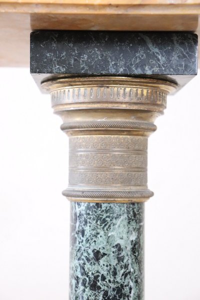 Colonne Ancienne en Marbre Jaune et Vert