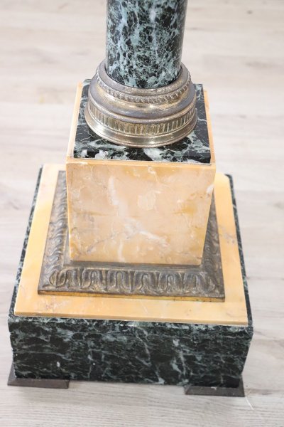 Colonne Ancienne en Marbre Jaune et Vert