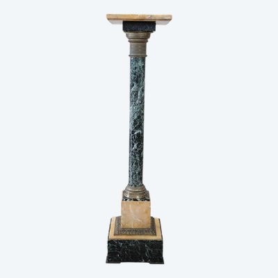 Colonne Ancienne en Marbre Jaune et Vert