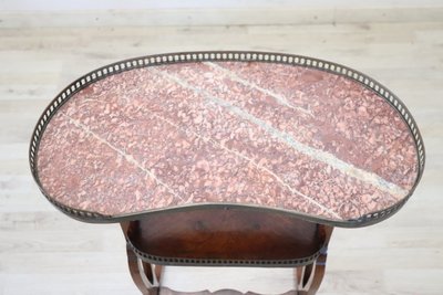 Antique Side Table in Walnut and Marble Top