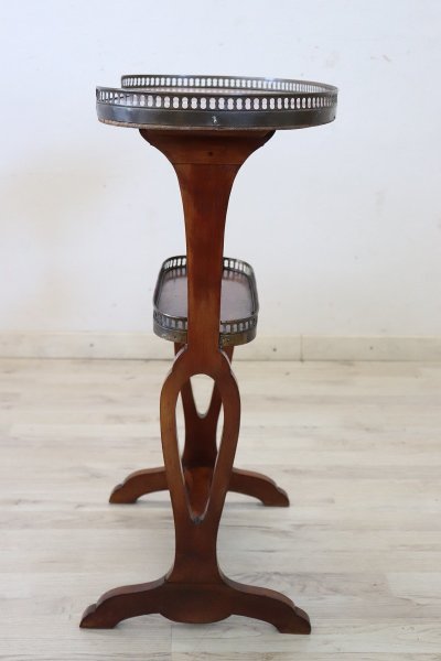 Antique Side Table in Walnut and Marble Top