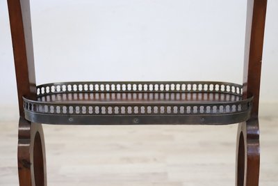 Antique Side Table in Walnut and Marble Top