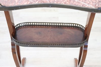 Antique Side Table in Walnut and Marble Top