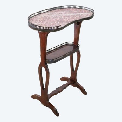 Antique Side Table in Walnut and Marble Top