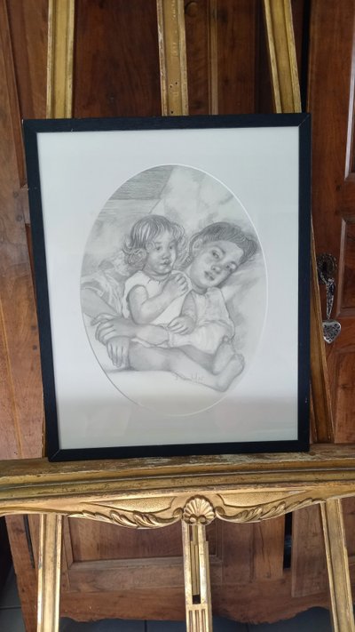 Zeichnung Das Frühstück im Bett