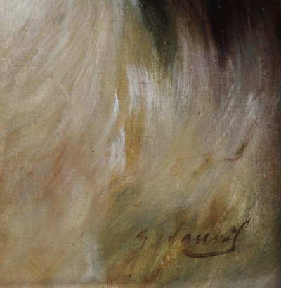 Französisch Ölgemälde auf leinwand, Jagdhunde von Georges Henri Fauvel