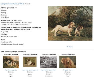 Französisch Ölgemälde auf leinwand, Jagdhunde von Georges Henri Fauvel