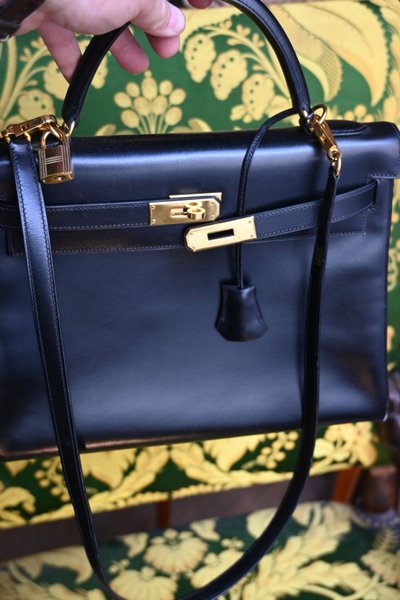 Hermès , Tasche kelly box schwarz