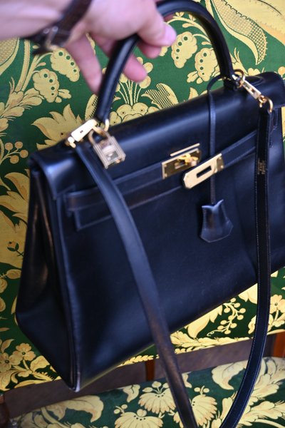 Hermès , Tasche kelly box schwarz