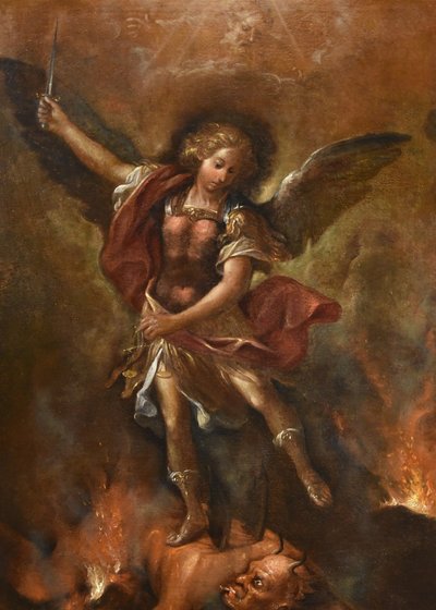 Der siegreiche Erzengel Michael, römischer Maler des 17. bis 18. Jahrhunderts